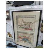 LRG FRAMED HORSE PAINTING ON LINEN