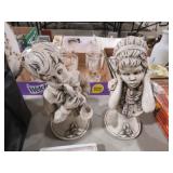 VINTAGE SET OF BOY & GIRL SIGNED STATUES