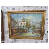 GOLD ORNATE FRAMED OIL ON CANVAS PAINTING ST SCENE