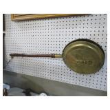 BRASS BED WARMER W/ WOOD HANDLE