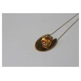 18" 2.2 GR 14K GOLD CITRINE PENDANT NECKLACE
