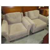 PAIR TAN COLOR MICRO FIBER ARM CHAIRS