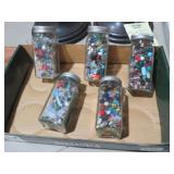 (5) JARS OF GLASS BEADS