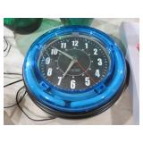 BATTERY OPERATED CLOCK W/ ELECTRIC NEON LIGHT