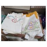 BOX FULL OF VINTAGE LINENS