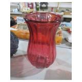 VTG CRANBERRY SWIRL PATTERN VASE