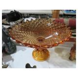 12 INCH WESTMORELAND SAWTOOTH COMPOTE AMBER BOWL