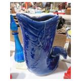 VINTAGE 12 INCH TALL COBALT KOI FISH VASE