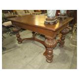 BURL FINISH CARVED LEG CENTER  TABLE