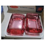 PAIR IMPERIAL ROSE CATHAY PILLOW GLASS ASHTRAYS