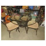 METAL BASE DINING TBL W/(4) PADDED SEAT CHAIRS