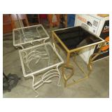 (3) METAL BASE GLASS TOP PLANTSTAND TBLS