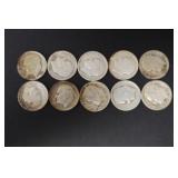 (10) ROOSEVELT DIMES VARIOUS DATES & MM 90%
