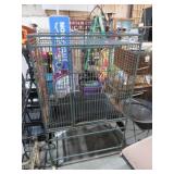 METAL BIRDCAGE ON ROLLING STAND