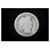 1911 P BARBER DIME 90%