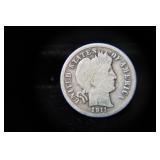 1911 D BARBER DIME 90%