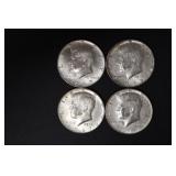 (4) 40% SILVER KENNEDY HALF DOLLARS
