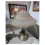 BRASS BASE GLASS SHADE TABLE LAMP