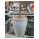3 GAL INDIAN HEAD CROCK CHURN W\/ DASHER