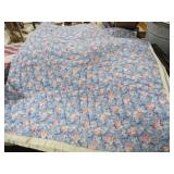 FULL SZ BLUE/PINK FLORAL QUILT