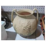 STONEWARE DOUBLE HANDLE GRAPE PATTERN URN
