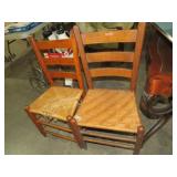 (2) COUNTRY LADDER BACK WOVEN SEAT CHAIRS