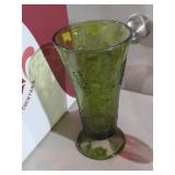 VIN INDIANA  GLASS GREEN GRAPE AVOCADO VASE