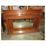 ANTIQUE TIGER OAK BEVELED MIRROR BACK SHELF