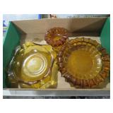 (3) AMBER GLASS ASHTRAYS