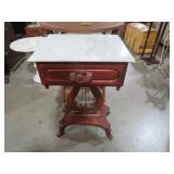 MARBLE TOP HARP LYRE 1 DWR TABLE