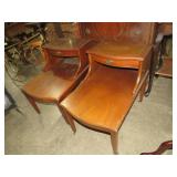 PAIR VTG WOOD SIDE TBLS W/ LEATHER TOP