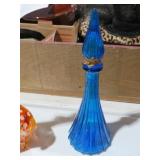 VINTAGE 11 INCH EMPOLI BLUE DECANTOR