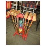 NICE CROQUET SET W/ BALLS & STAND