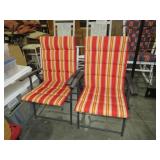 (2) METAL FRAMED FOLDING CHAIRS W/ CUSHIONS
