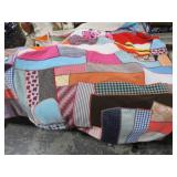 HANDSTITCHED FULL SZ CRAZY PATCHWORK QUILT