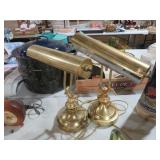 PAIR SOLID BRASS ADJ DESK LAMPS