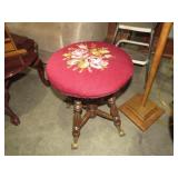 NEEDLEPOINT PIANO BALL/CLAW FOOT STOOL