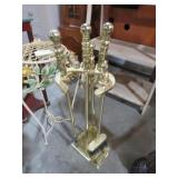 SOLID BRASS FIREPLACE TOOL SET