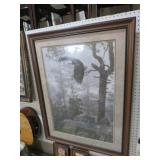 FRAMED ARTIST SIGNED EAGLES IN FLIGHT PICTURE