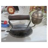 ANTIQUE SAD IRON W/ WOOD HANDLE