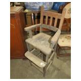 EARLY PRIMITIVE WOOD HIGH CHAIR