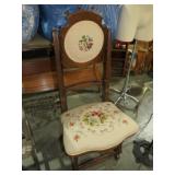 ANTIQUE ADJ NEEDLEPOINT PARSONS CHAIR