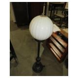 METAL BASE LAMP W/ RD MILKGLASS SHADE