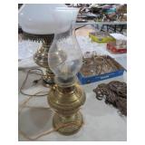 BRASS BASE ELECTRFIED OIL LAMP W/ STACK