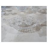 FOSTORIA CUBIST RELISH TRAY & CANDLEHOLDERS