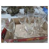 VTG ETCHED GLASS CORDIALS