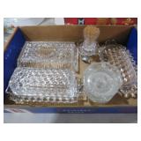 FOSTORIA  AMWERICAN CUBIST BUTTER DISH, TOOTHPICK&