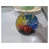 2 LB FIREWORKS ART GLASS PAPERWEIGHT
