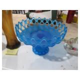 WESTMORELAND BLUE SATIN LATTICE FRUIT BOWL
