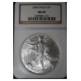 2005 1 OZ .999 SILVER EAGLE GRADED MS69